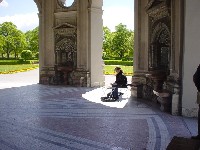 A busker in the English gardens