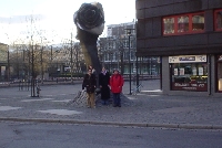 Eoin, Michelle, Aoife and Tom under a giant rose.