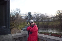 One of the most famous statues in the park.  And Tom. 