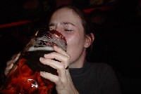 Aoife drinking barry's beer