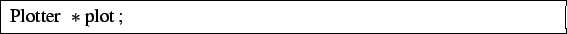 \begin{lstlisting}[frame=trbl]{}
Plotter *plot;
\end{lstlisting}